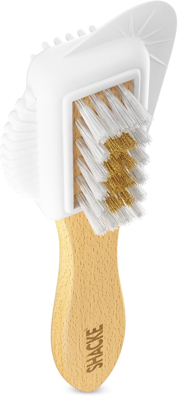 Suede Brush with Wood Handle – Nubuck Cleaner & Suede Shoe Brush | Suede Shoe Brush & Suede Cleaner — Rubber Bristles, Welts, Nylon/Brass Lift Dirt from Shoes, Boots, Bags & Purses
