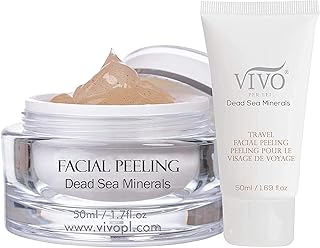 Vivo Per Lei Facial Peeling Gel - Contains Dead Sea Minerals and Nut Shell Powder - Gentle Face Exfoliator Scrub and Blackhead Remover - Peel Your Skin to a Fresher You - 3.4 Fl. Oz.