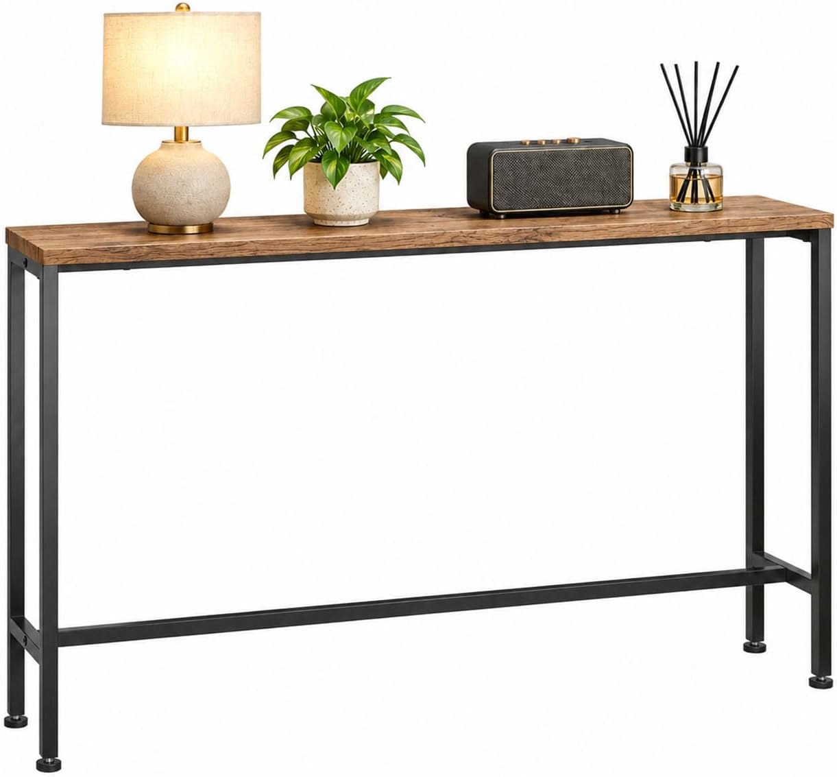 SoBuy Narrow Console Table, Slim Behind Sofa Table, 120x65x20cm, Wood&Black