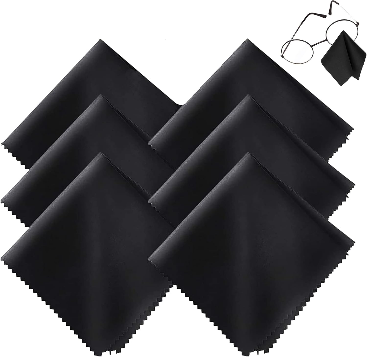 Microfibre Cloth 6Pcs Glasses Cleaning Cloth Lint Free and Ultra Fine Cleaning Cloths for Lens,Eyeglasses,Screen and Window(15 x 18cm)