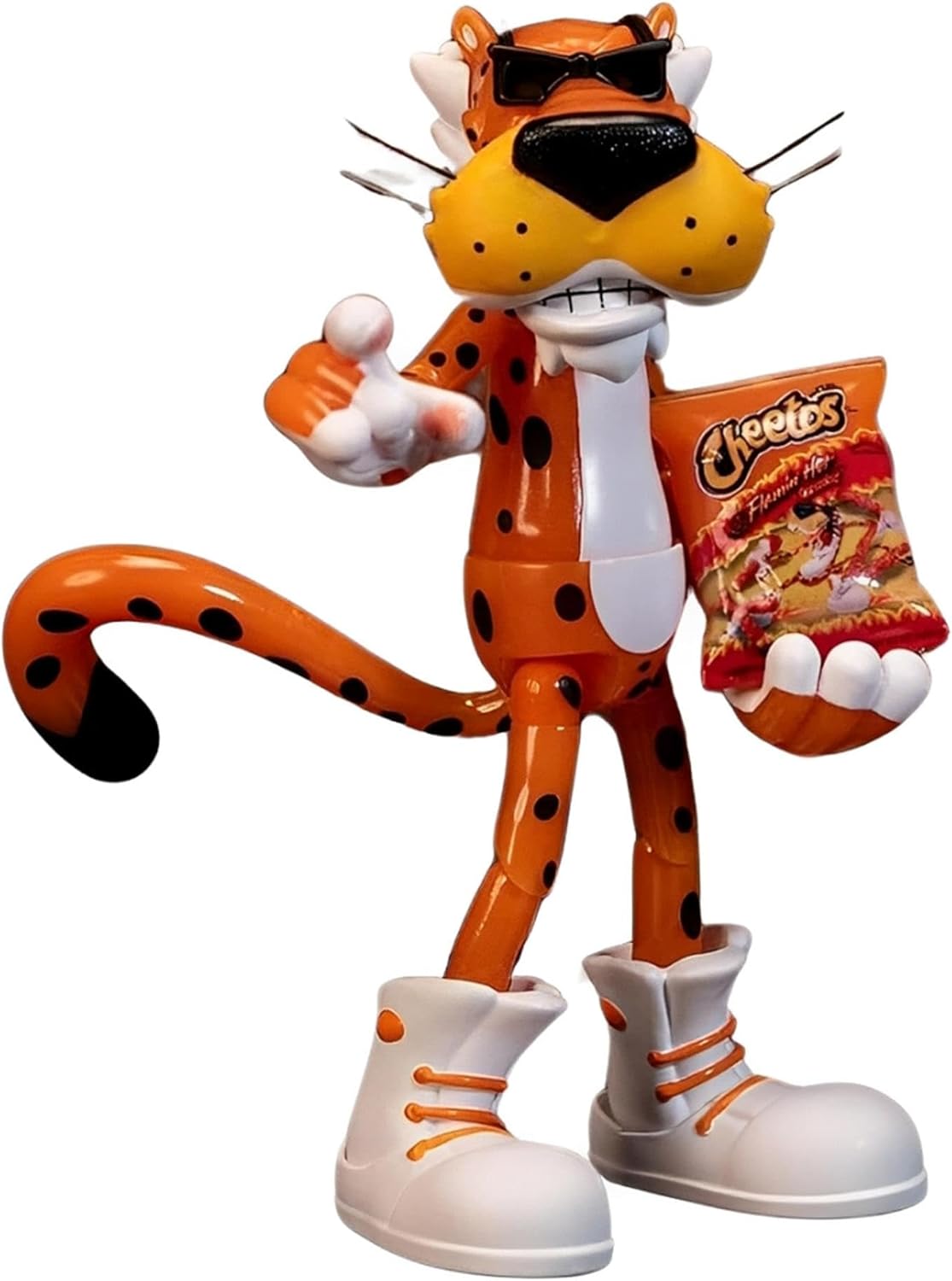 Jada Toys Cheetos Chester Cheetah Action Figure Flamin' Hot Glow in The Dark – 6” Articulated Exclusive, with Bag of Cheetos, Shades, Cheeto Dust