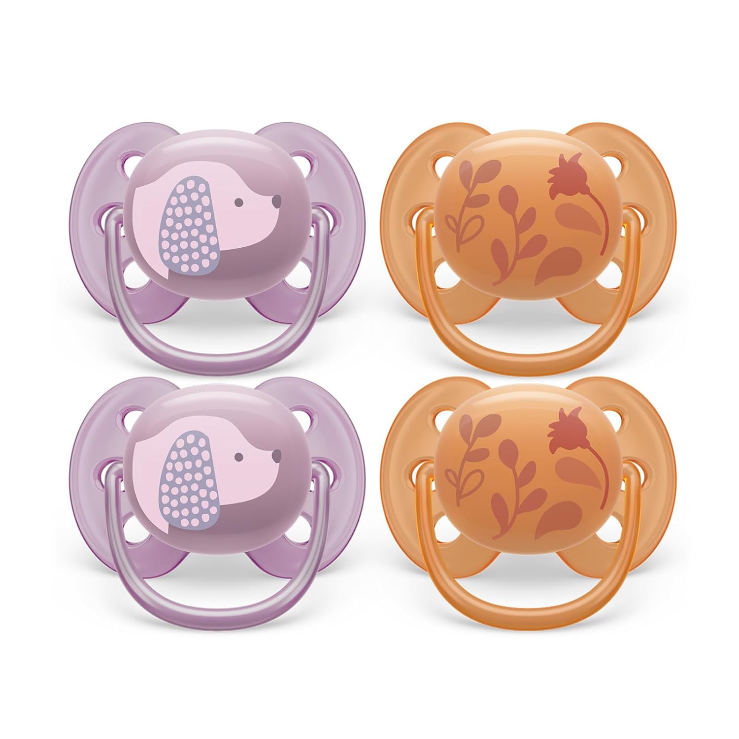 Philips Avent Ultra Soft Pacifier - 4 x Soft and Flexible Baby Pacifiers for Babies Aged 6-18 Months, BPA Free with Sterilizer Carry Case, SCF091/30