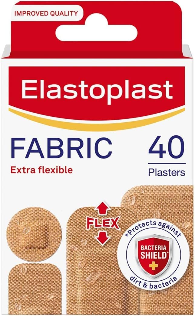 Elastoplast Fabric Extra Flexible Plaster, Pack of 40, Cranberry