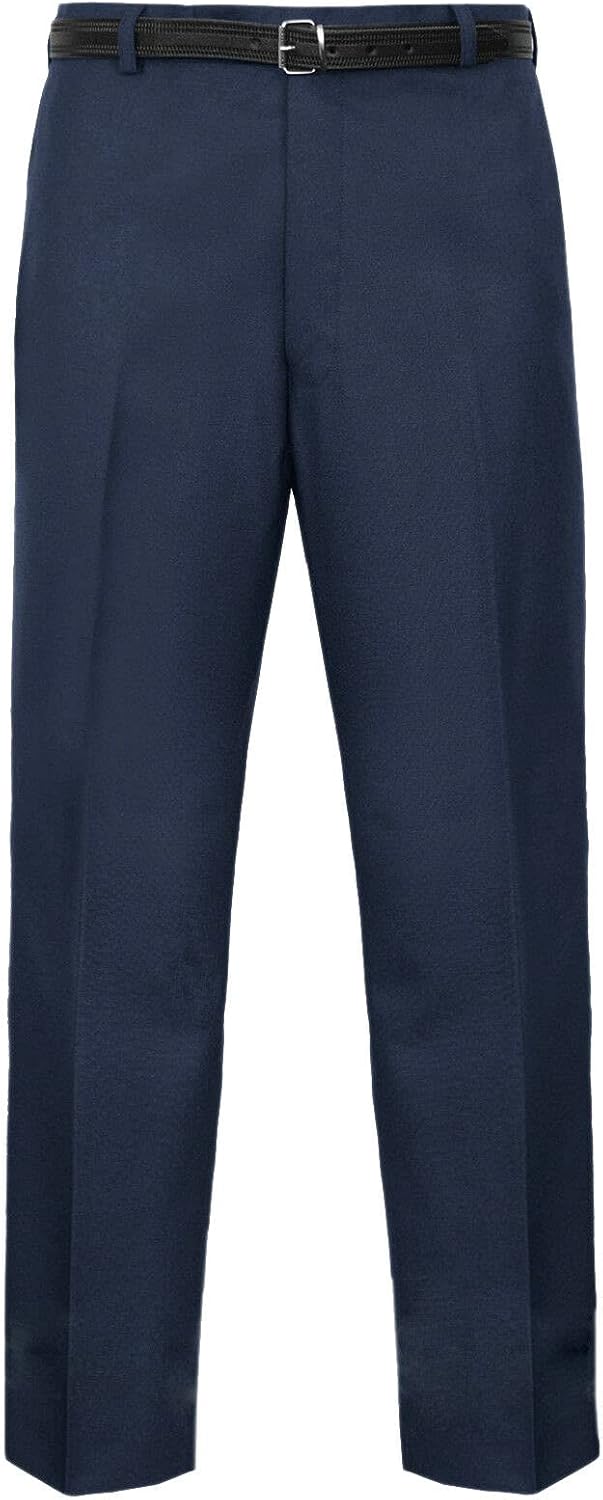 MyShoeStore Mens Formal Trousers Casual Business Office Work Home Belted Smart Dress Pants Straight Leg Flat Front Everpress Pockets Waist Sizes UK 30 Inch to UK 50 Inches