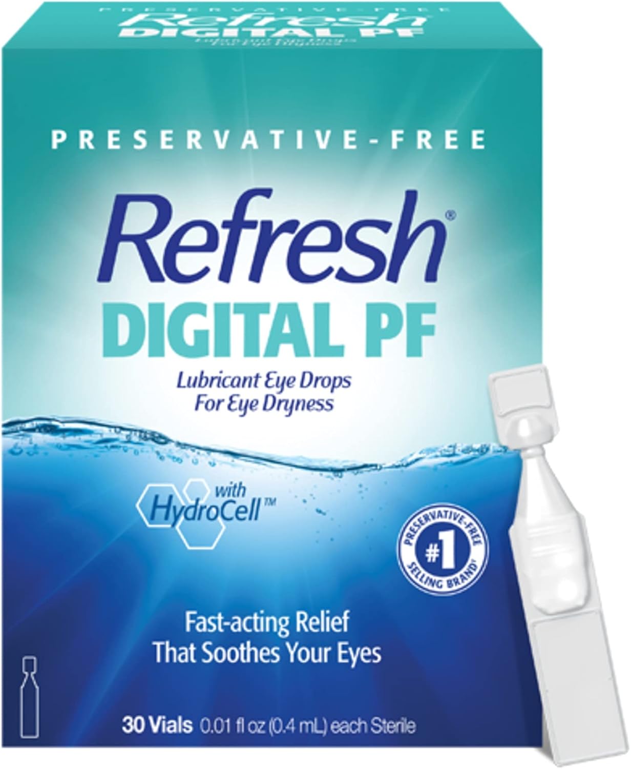 Refresh Digital PF Lubricant Eye Drops, Preservative-Free, 0.01 Fl Oz Single-Use Containers, 30 Count (Pack of 1)