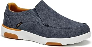 OrthoComfoot Men's Orthopedic Slip-On Loafers Walking Shoes with Arch Support: Comfort Orthotic Loafers for Plantar Fasciitis, Canvas Leisure Vintage Flat Walking Shoes for Foot and Heel Pain Relief