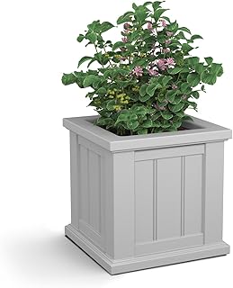 Mayne Cape Cod 14in Square Planter - White - 14in L x 14in W x 14in H - with 3.1 Gallon Built-In Water Reservoir (4836-W)