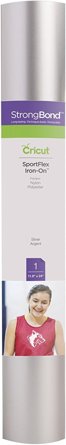 Cricut Sportflex Iron-On Vinyl 11.8"X24"-Silver