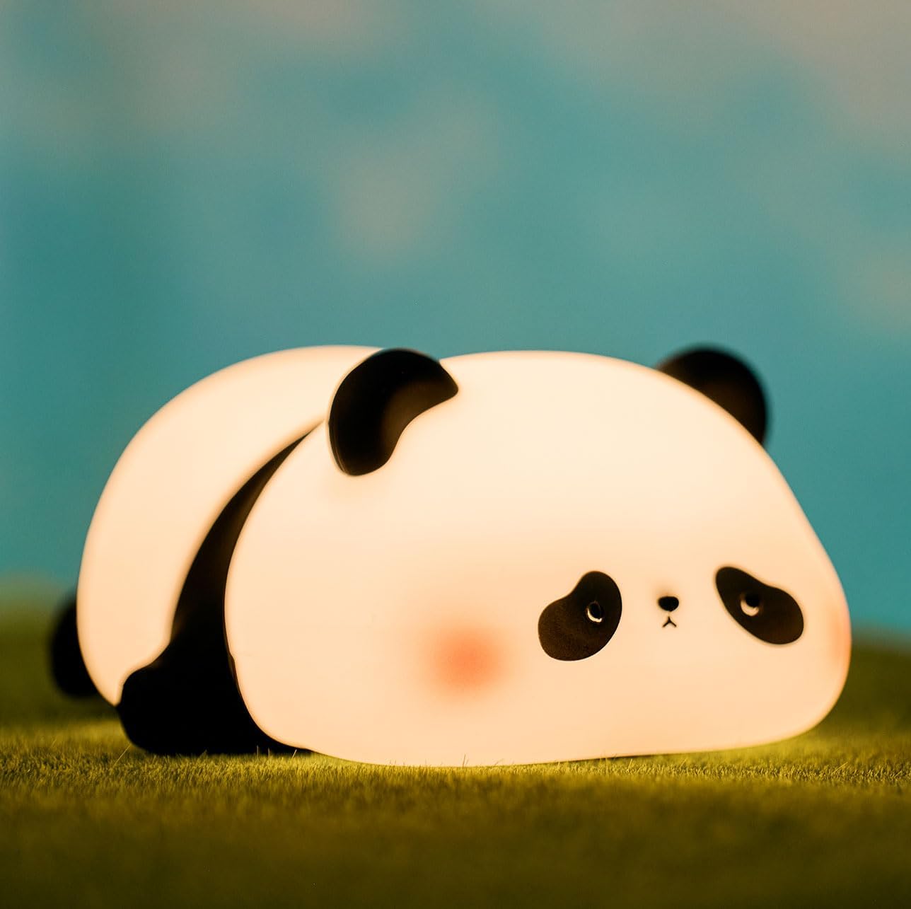 HAPPYBAG Panda Gifts, Cute Rechargeable Panda Lamp for Kids Room, Silicone Touch Night Light for Baby Nursery, Dimmable Lamp for Bedrooms