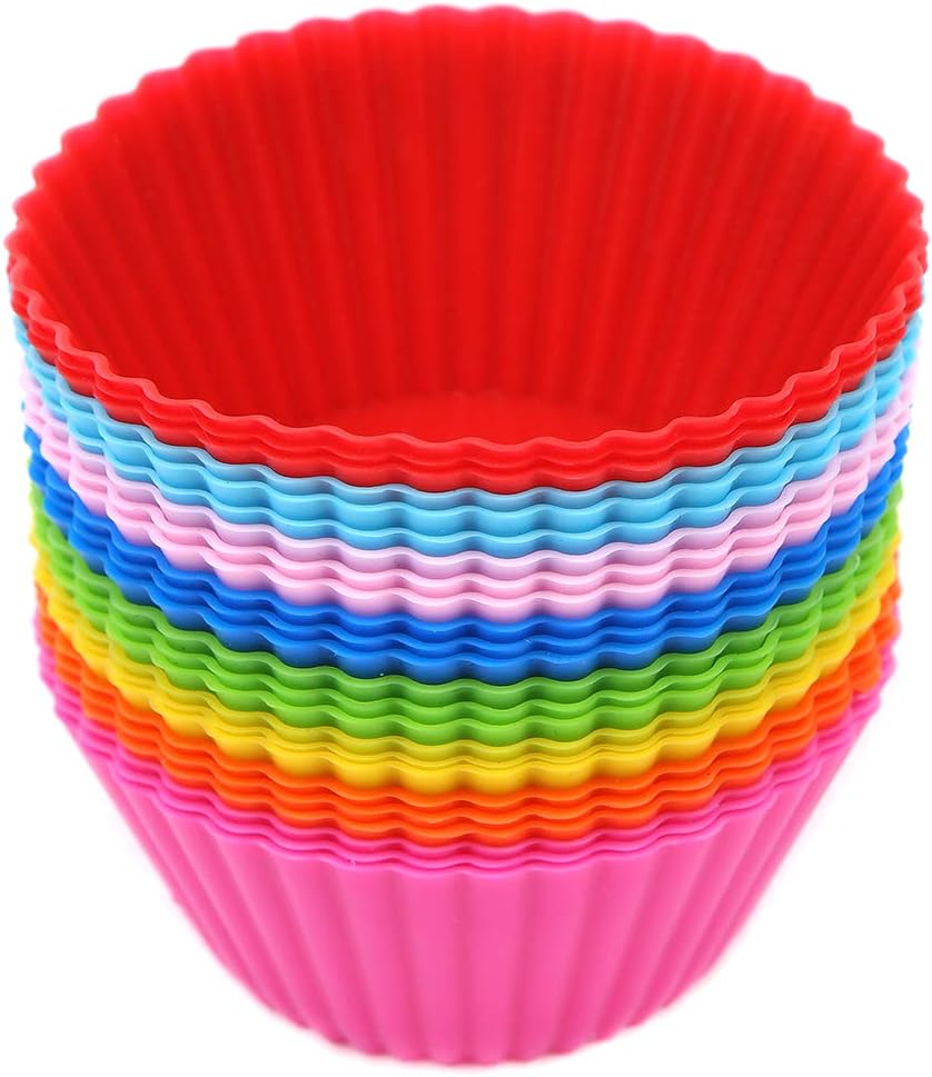 LOKIPA Reusable Silicone Baking Cupcake Cases Cups,Muffin Cupcake Molds Pack of 24