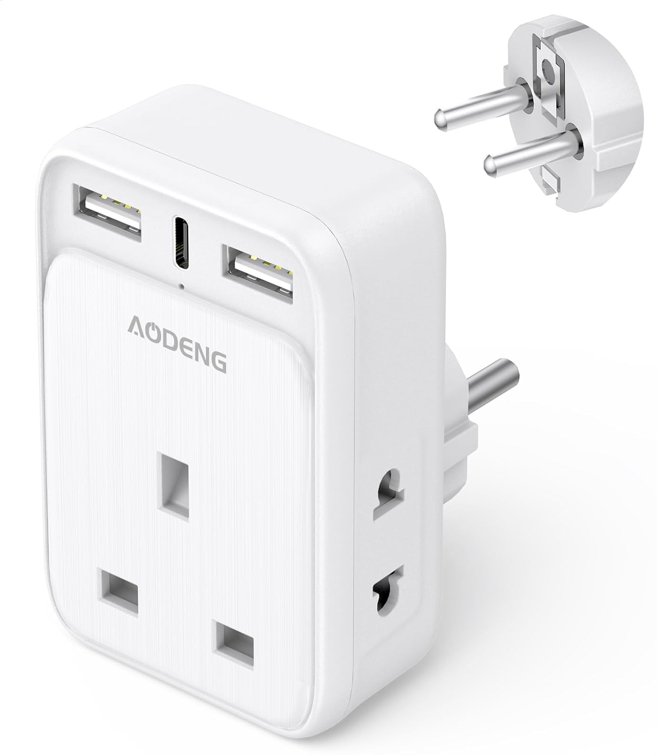 UK to European Plug Adaptor with 3 USB Ports(1 20W USB C Ports) and 2 Shaver Adapter Plug for Universal Shaver/Toothbrush, European Plug Adapter for Germany Spain Greece Iceland Poland etc (Type E/F)