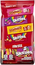 SKITTLES Original, SKITTLES Wild Berry & STARBURST Original and STARBURST FaveReds Fun Size Nut Free Individually Wrapped Trick or Treat Halloween Candy Variety Pack, Party Size, 20.13 Oz Bulk Bag