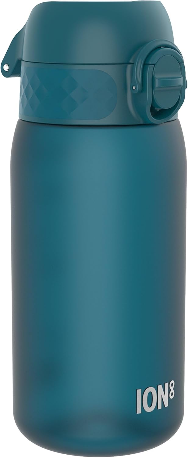 Ion8 Kids Water Bottle, 350 ml/12 oz, Leak Proof, Easy to Open, Secure Lock, Dishwasher Safe, BPA Free, Carry Handle, Hygienic Flip Cover, Easy Clean, Odour Free, Carbon Neutral