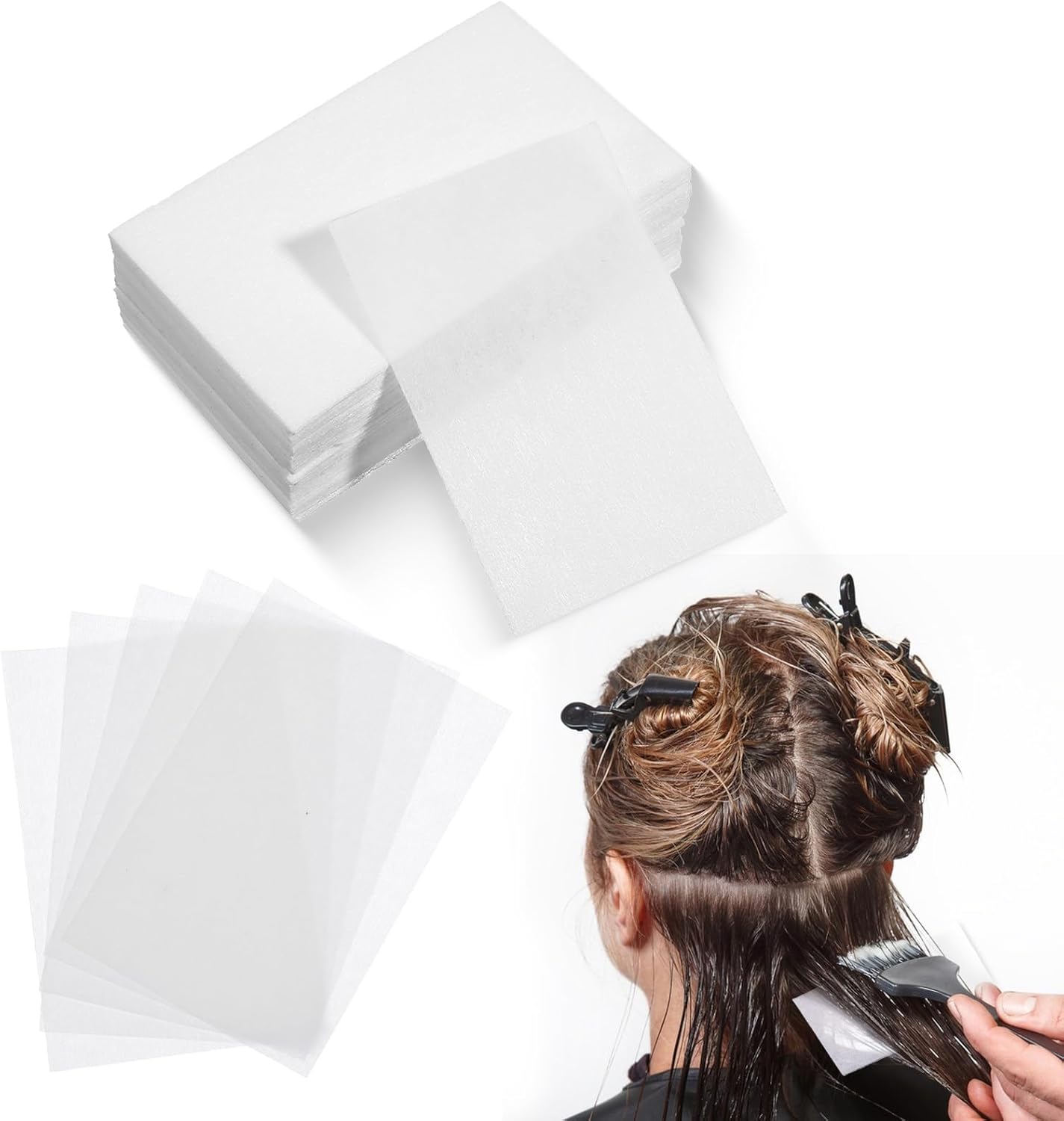 300PCS Perm Papers Disposable Salon Perm Papers, Thin End-Paper for Hair Rollers High-Temperature Resistance Hair Wrapping Paper Hairs Curling for Homes Cold and Hot Perms (10 X 6.5cm)