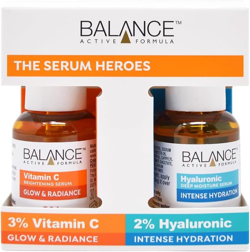 Balance Active Formula The Serum Heroes (Vitamin C Brightening serum & Hyaluronic Deep Moisture Serum) - Armed with active ingredients to glow and hydrate.