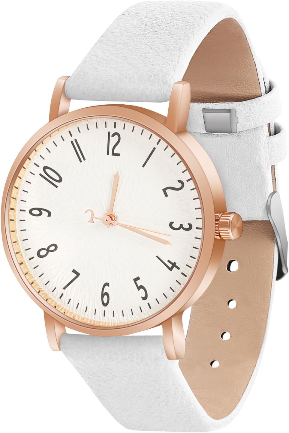 OFFCUP Women's Leather Quartz Watch, Leather Strap Ladies Watches, Analog Quartz Watches with White Dial, 3 Hand, Premium Fashion Wrist Watch for Women Ladies Girls