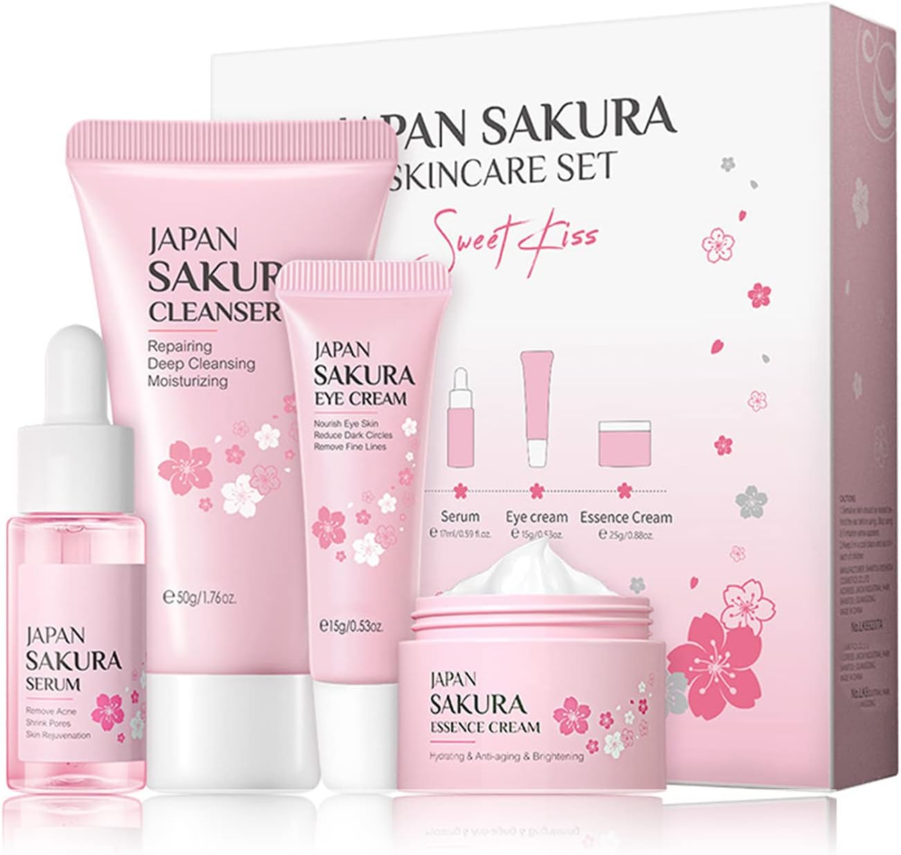 Skincare Set Skin Care for Teenage Girls, Skin Care Sets & Kits,Glowing Beauty Skincare Kit, Teenage Skincare Set Products to Cleanse Natural Sakura Blossom Skincare