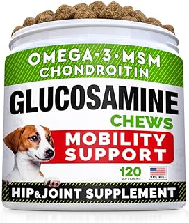 STRELLALAB Glucosamine Treats for Dogs - Joint Supplement w/Omega-3 Fish Oil - Chondroitin, MSM - Advanced Mobility Chews - Hip & Joint - Beef Liver - 100 Ct - Made in USA