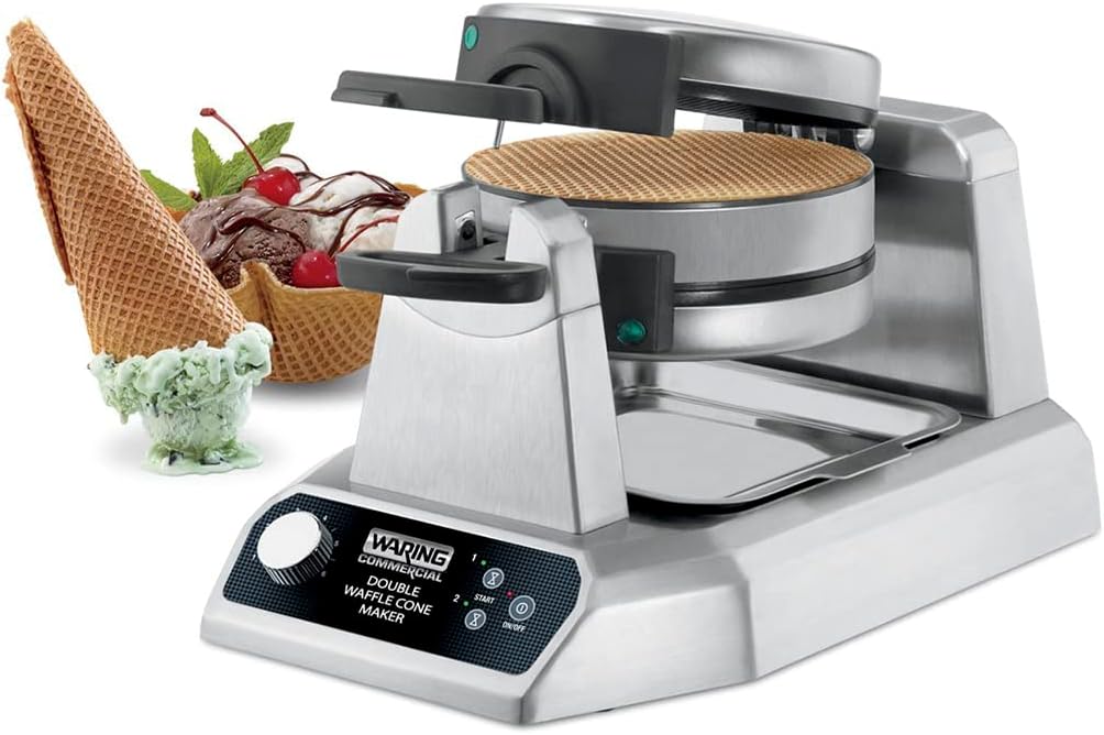 Waring Commercial Heavy-Duty Double Vertical Waffle Cone Maker 120V, 1400 Watts