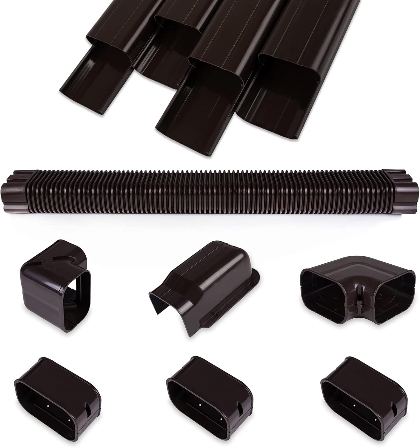 MOOITEK 4" 16.5Ft PVC Decorative Line Set Cover Kit for Ductless Mini Split Air Conditioners Heat Pump System and Central AC, Compatible for American-Style House(Total Length)