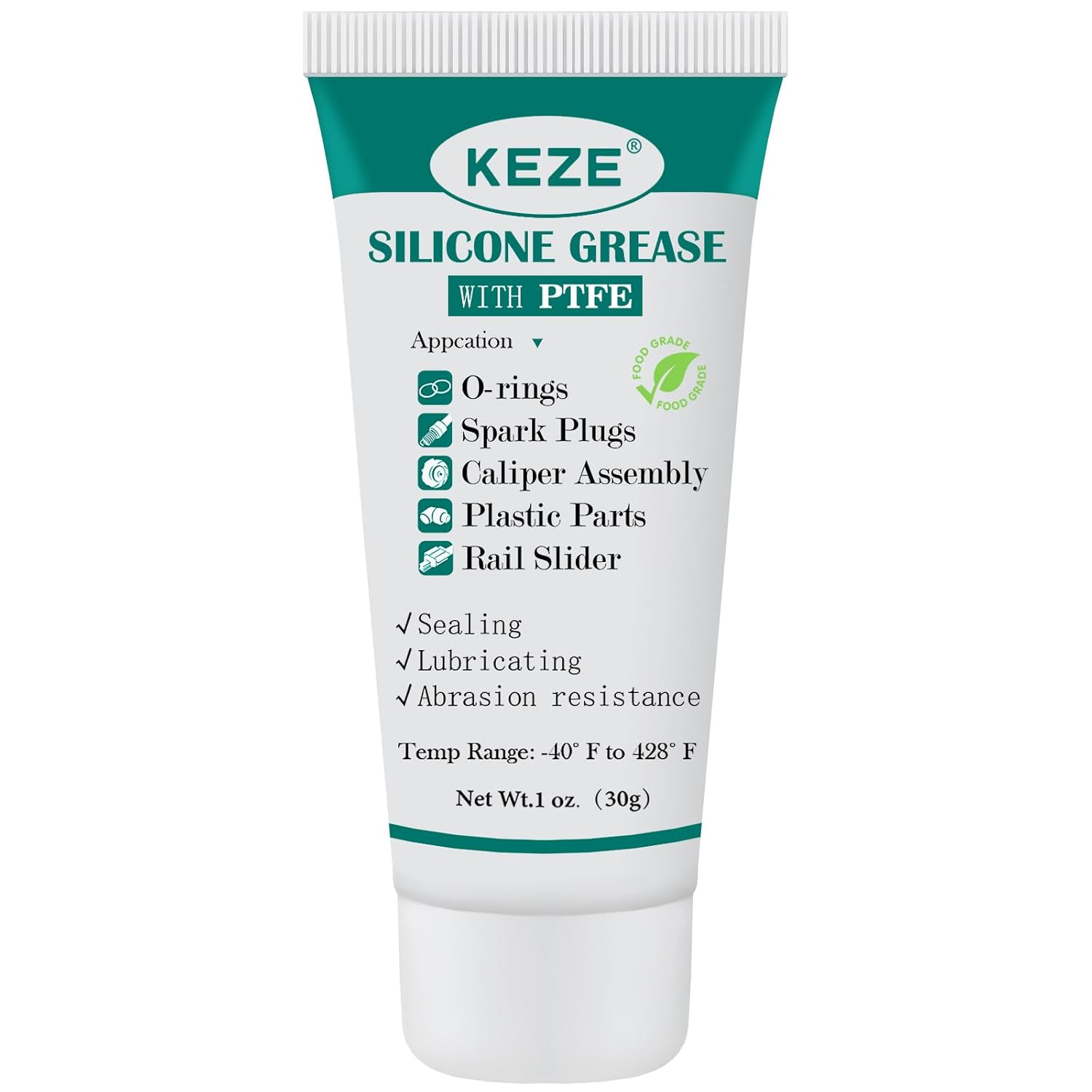 KEZE 92003 Silicone Grease with PTFE,Teflon-Based Lubricant Silicon Grease Tube for Machine Automotive Rubber Seals 3D Printer Plastic Gear Parts Sliding Door Window Track,Plumbing Faucet O Ring 1 oz
