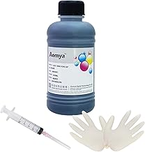 Aomya Compatible HP Black Ink Refill Kit 250ml Dye Bulk Ink for HP Inkjet Printers Refillable Cartridge CISS CIS System (9 oz) with Syringe&Glove