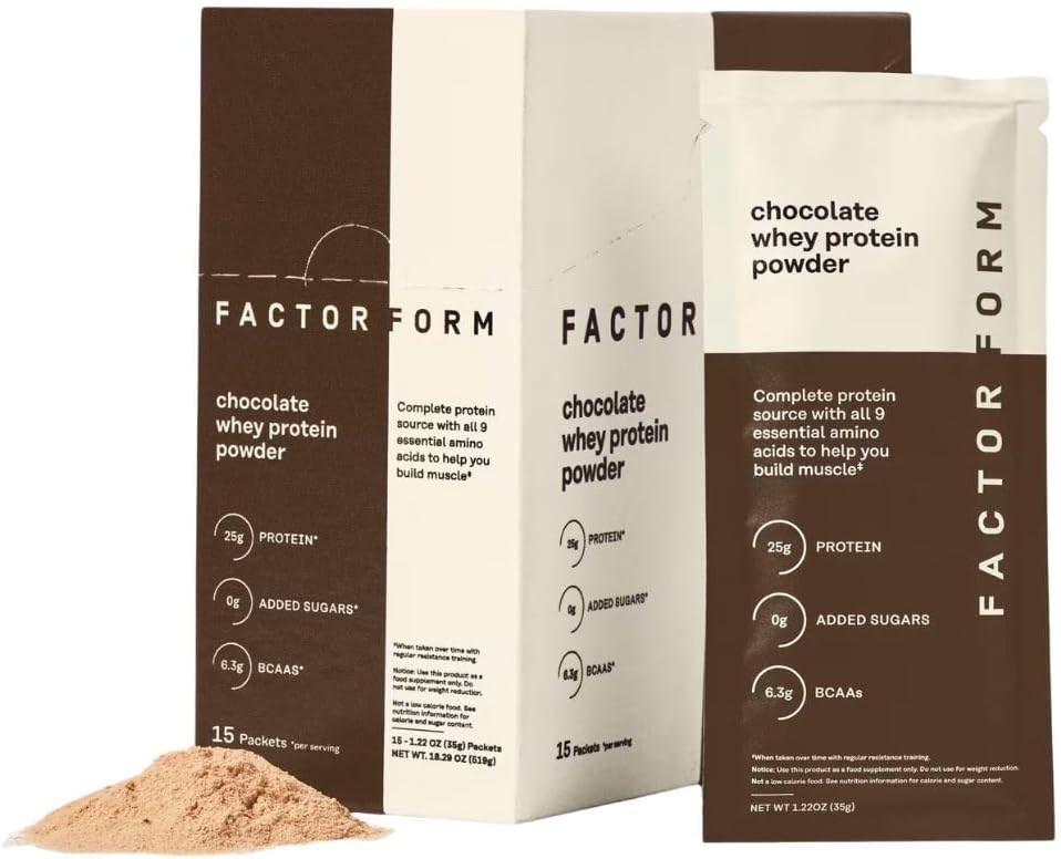 Whey Protein Powder | 100% Whey Isolate | 25g Protein & 6.3g BCAAs | Low Carb & Keto-Friendly | No Added Sugar (15 Packets, Chocolate)