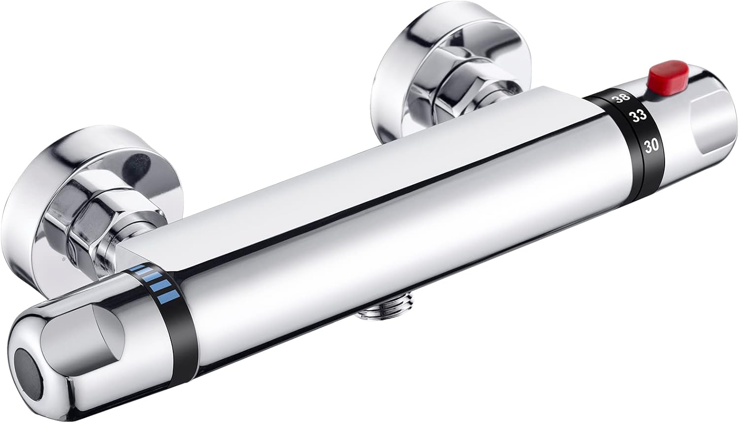 Thermostatic Shower Mixer Bar Wall Mounted Shower Mixer Tap Chrome Brass Shower Thermostatic Mixer Valve, 38°C Anti Scald Shower Bar Mixer Valve Intelligent Constant Temperature Exposed for Bathroom