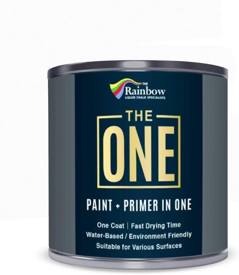 THE ONE All-in-One Paint & Primer: Durable Furniture, Cabinet, Front Door, Wall, Bathroom, Kitchen - Fast Drying Interior/Exterior Craft (White, Matte, 8.5oz)