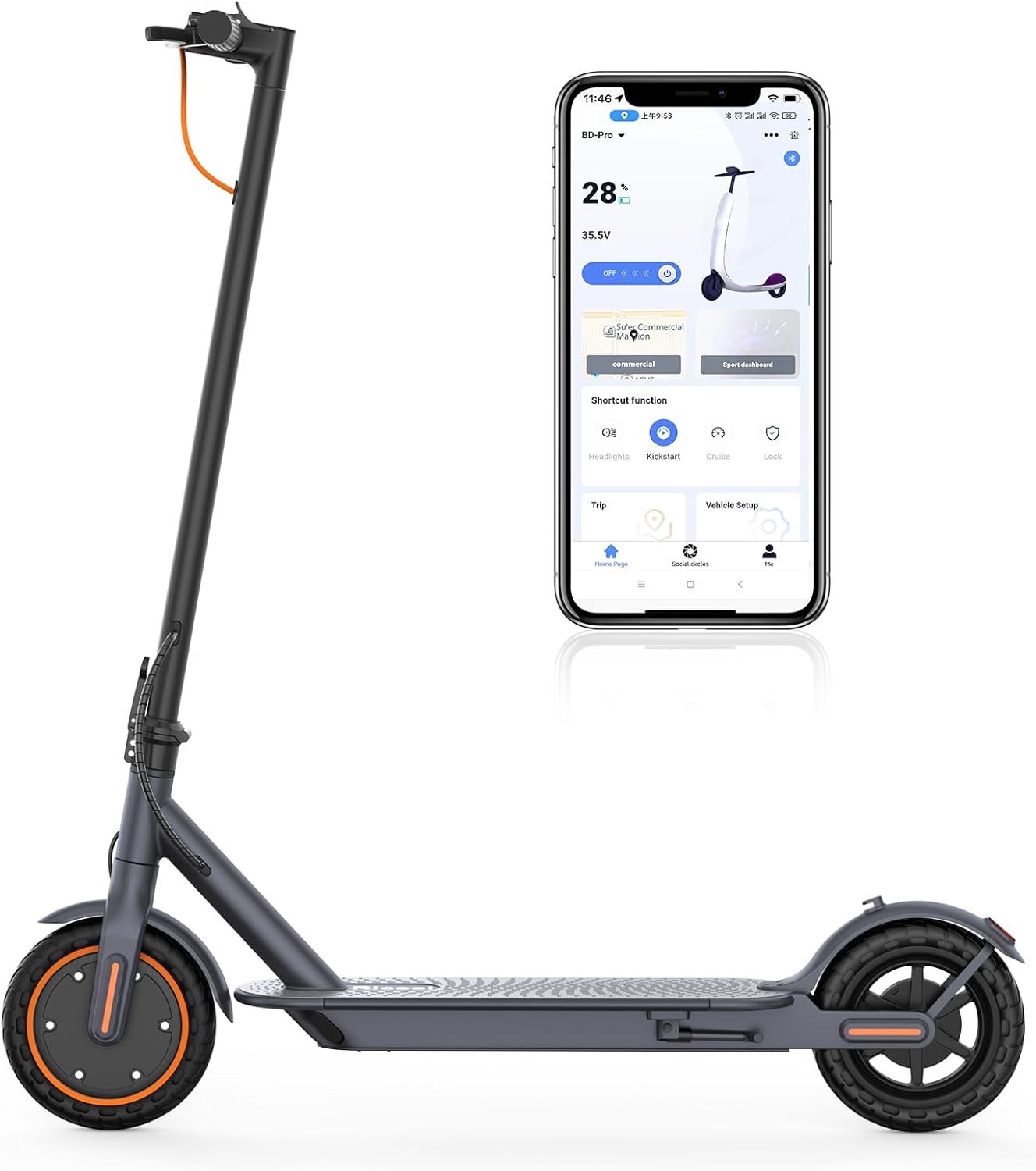 Riceel Electric Scooter, Max Speed 25 km/h, Max Range 20 km, 8.5" Solid Tire, Max Load 120 kg, Dual Braking