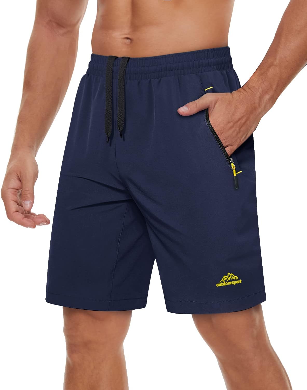 TACVASEN Men's Quick-Drying Training Shorts, Running Shorts, Breathable Sports Shorts with Zip Pockets