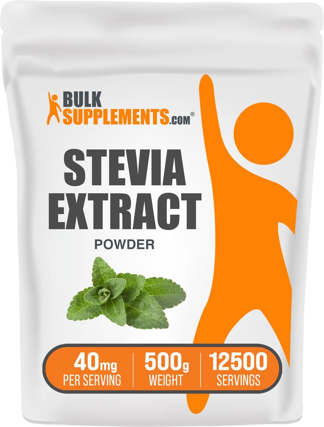 BulkSupplements.com Stevia Extract Powder - Stevia Sweetener, Pure Stevia Powder - Zero Calorie Sweetener, Gluten Free, 40mg per Serving, 500g (1.1 lbs) (Pack of 1)