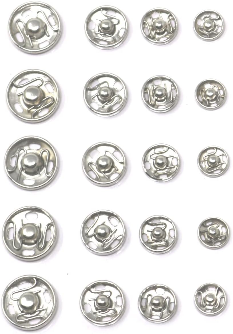 20 x fiXte Snap Fasteners Fastenings 7mm to 12mm Stitch Press Studs for Sewing Snap B uttons for Clothes DIY Craft Projects