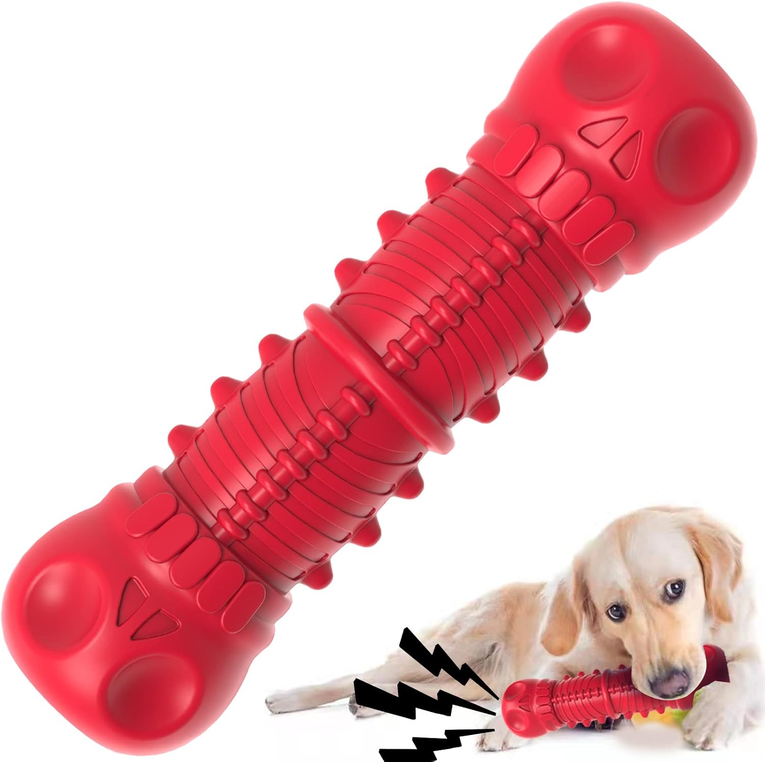 Dog Squeaky Toys for Aggressive Chewers, Durable Chew Toys for Large Medium Breed Dog, Dog Toys, Tough Durable Dogs Toys with Natural Rubber