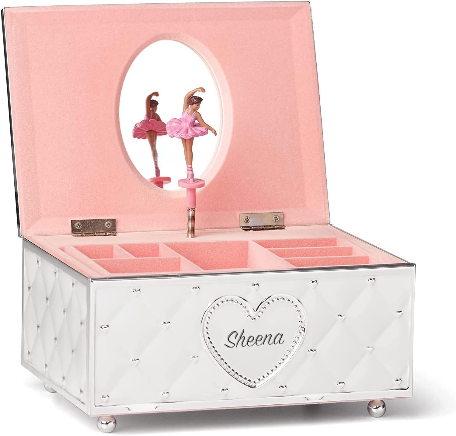 Lenox Personalized Childhood Memories African American Ballerina Jewelry Box, Custom Engraved Musical Jewelry Organizer, My First Jewelry Box for Kids, Children, Little Girls