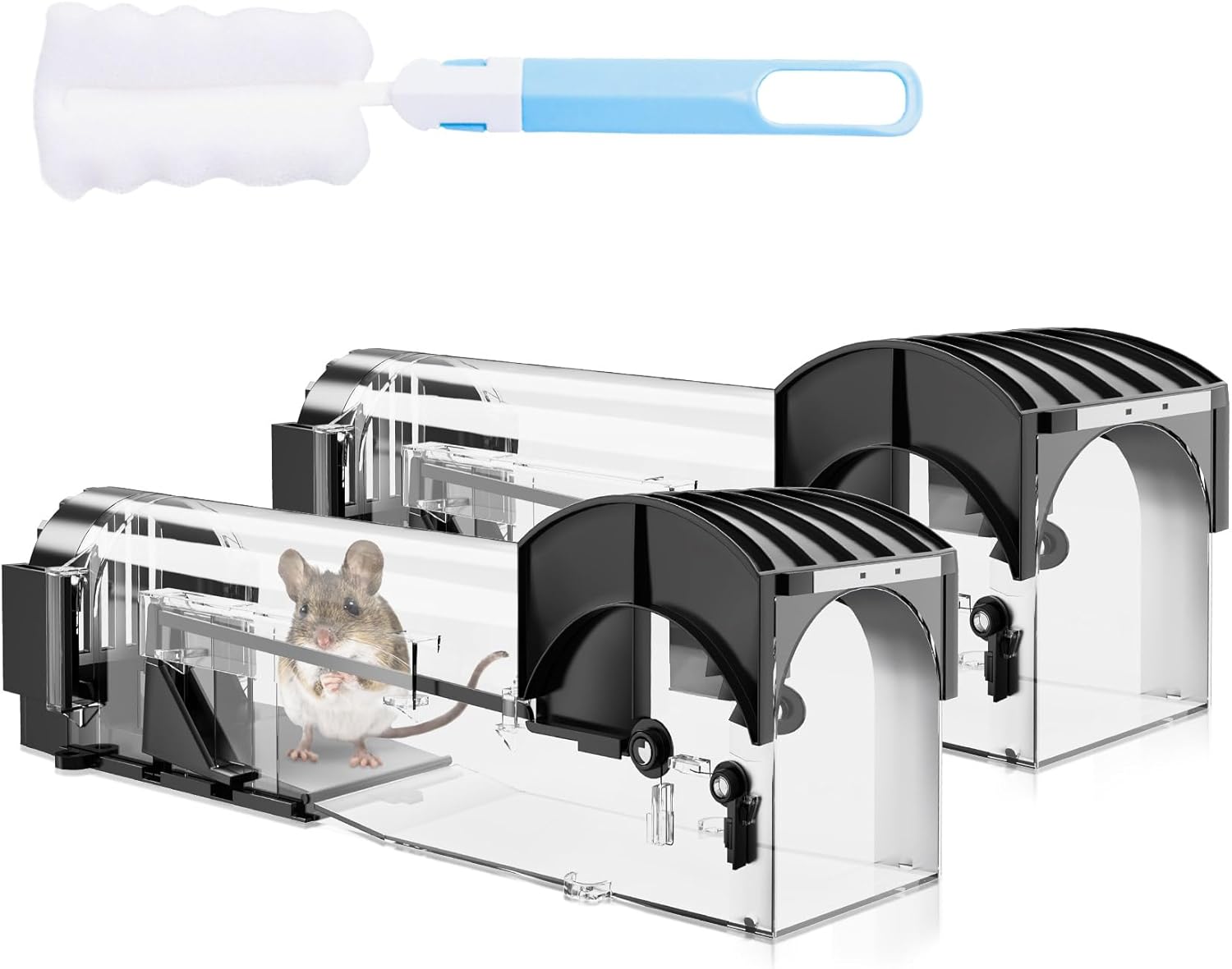 Humane Mouse Traps, 12.6 Inches Enlarged No Kill Live Rat Rodent Traps for Chipmunks, Reusable Catch and Release Mouse Trap That Work for Indoor & Outdoor (2 Pack)
