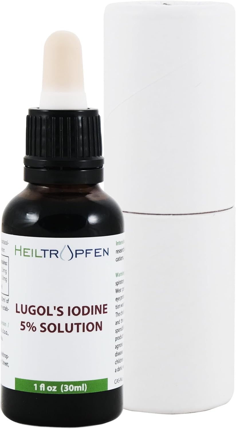 Lugols Solution 30 ml - 1 Fl Oz | 15% Strength Liquid Formulation | 5 Percent Iodine + 10% Potassium Iodide Liquid | Drops | Heiltropfen®