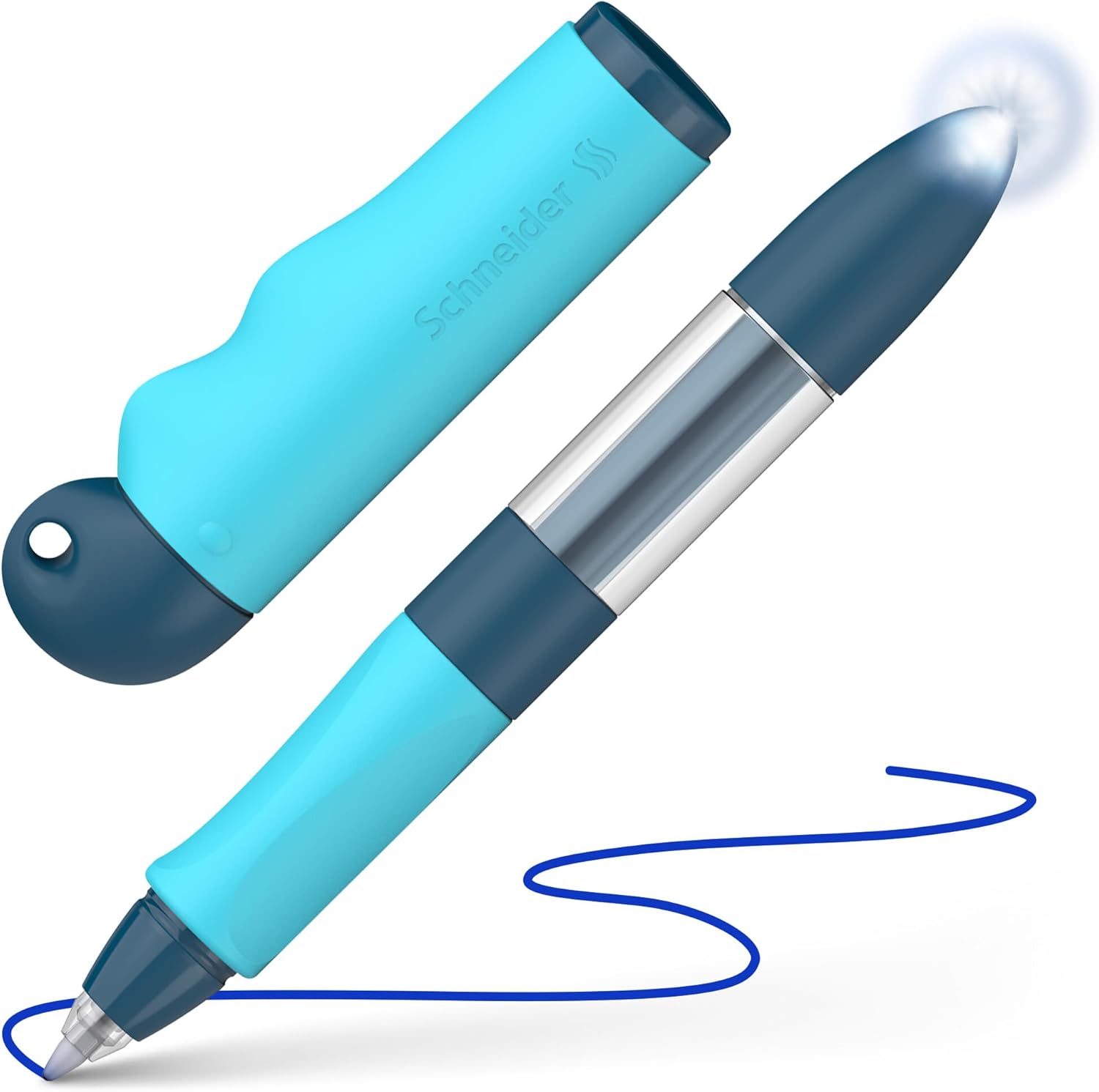Schneider Base Senso 188733 Rollerball Pen for Beginners to Write Right and Left Handed Blue Turquoise