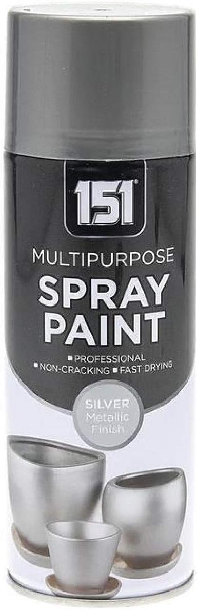 400ml Professional Quality Fantastic Finish All-Purpose Interior Exterior Household Spray Paint for Wood Metal Plastic Ceramics & More (Metallic Silver)