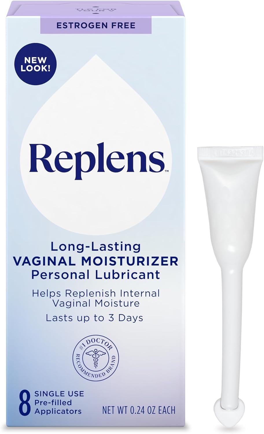 Replens Long Lasting Vaginal Moisturizer for Vaginal Dryness, Doctor Recommended & Estrogen-Free, 8 Pre-Filled Applicators