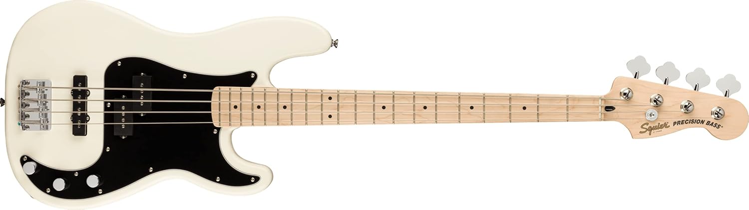 Squier by Fender Affinity Series Electric Precision Bass Guitar, Maple Fingerboard, Olympic White, Comes with Free Virtual Lessons