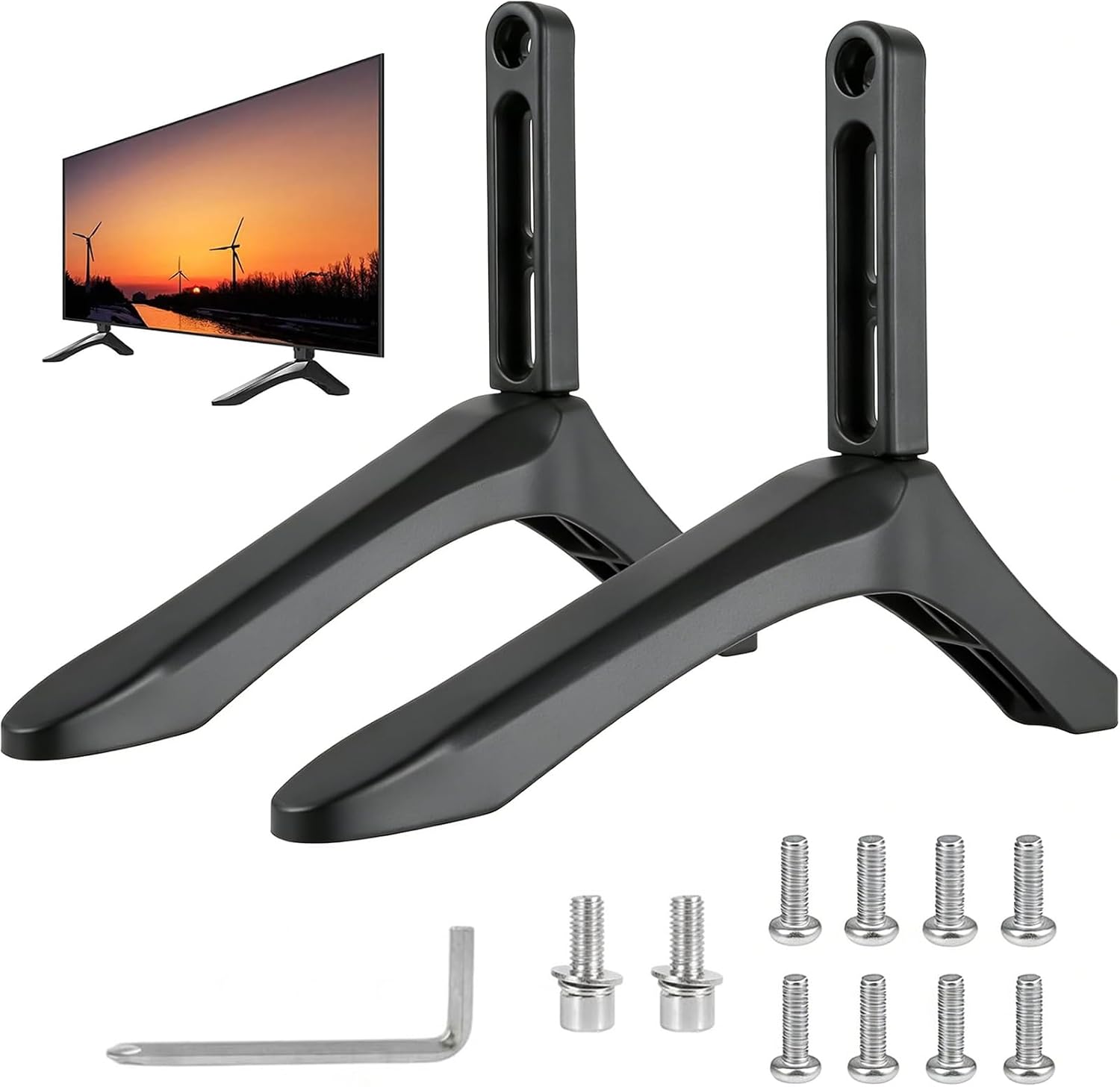 Universal TV Stand Legs, 2pcs Black Tabletop Replacement Feet, 32-65 Inch
