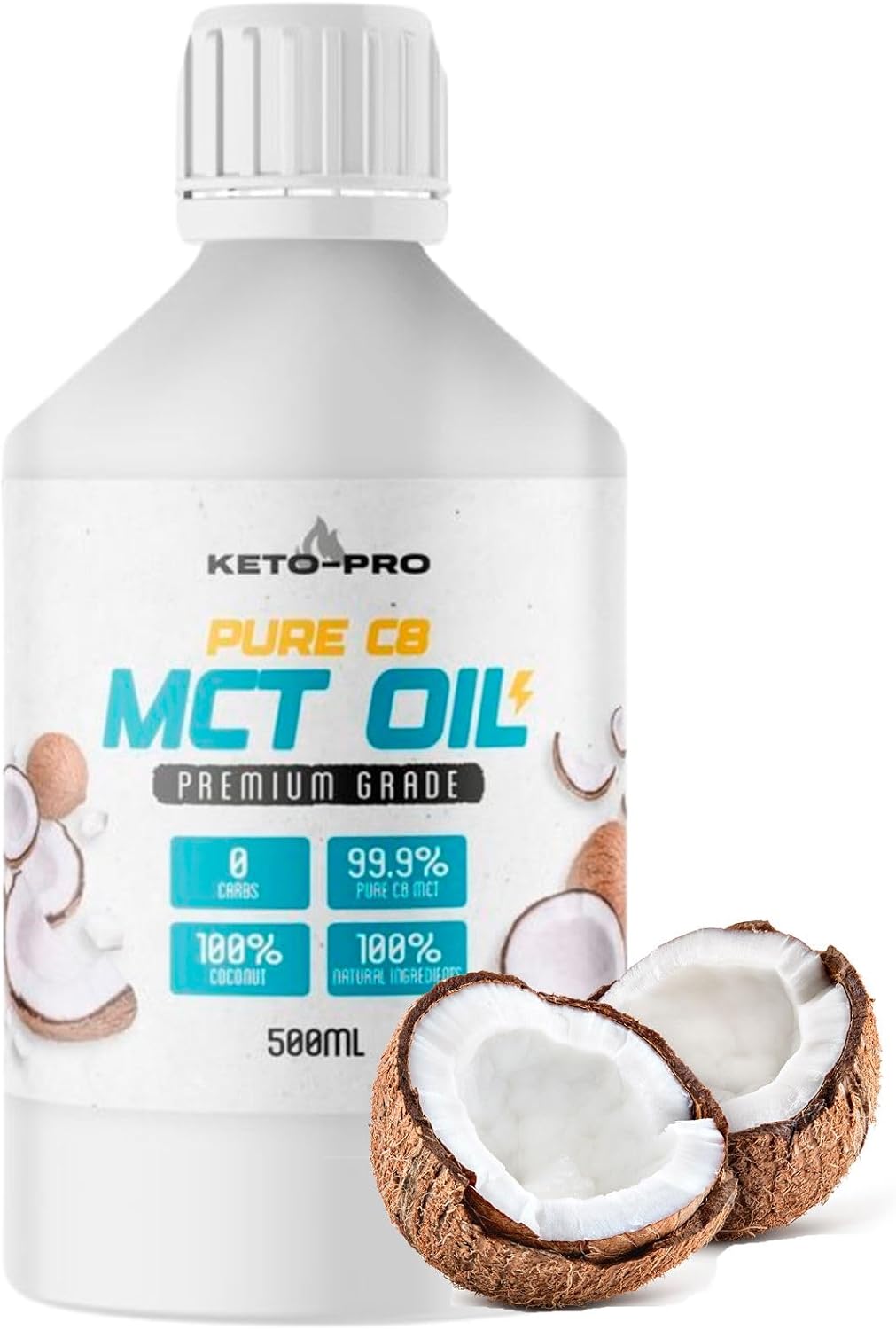 MCT Oil C8 500ml | 99.9% Pure C8 MCT | Suitable for Paleo & Vegan Diet | Gluten & Palm Oil Free | Triple Distilled Extraction