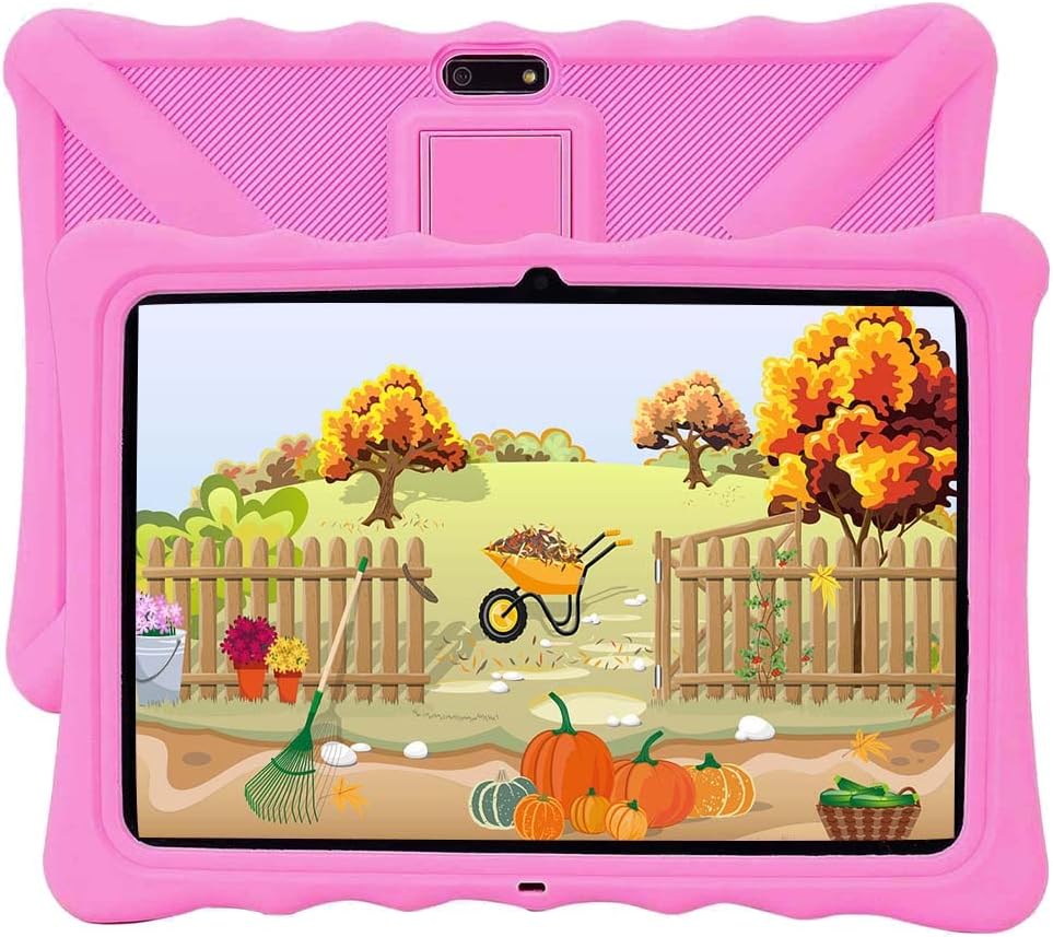 Veidoo Kids Tablet 10 inch, 2GB RAM 32GB ROM WiFi, Android Tablet Pc with Silicone Case, iWawa Parental Control APP, for Children (Pink)