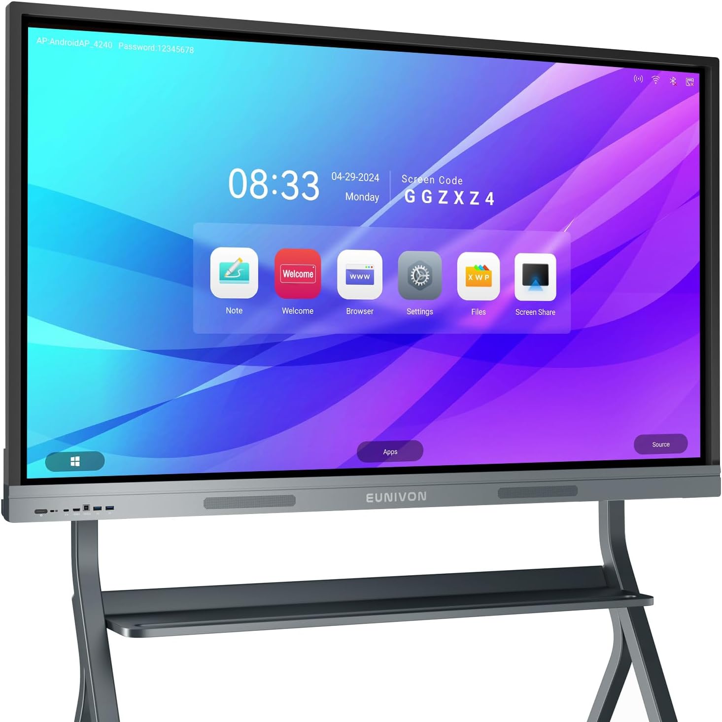 Smart Board, 55'' 4K UHD Smart Whiteboard, 8+128GB Touch Screen Electronic Whiteboard, Interactive Whiteboard for Classroom and Business (Wall Mount Included)