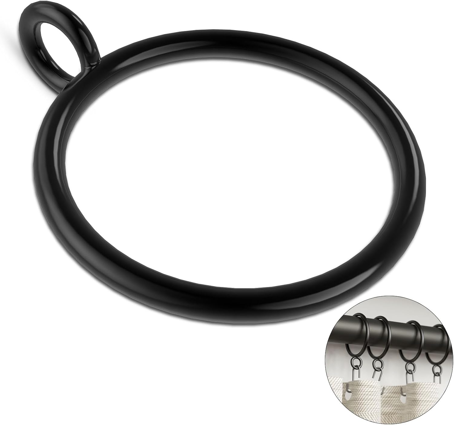 GASRONS 50 Pack Metal Curtain Rings with Eyelets, 1.5 inch Inner Diameter Drapery Rings Apply for Curtain Rods(Fits Up to 1 1/4-Inch Rod)