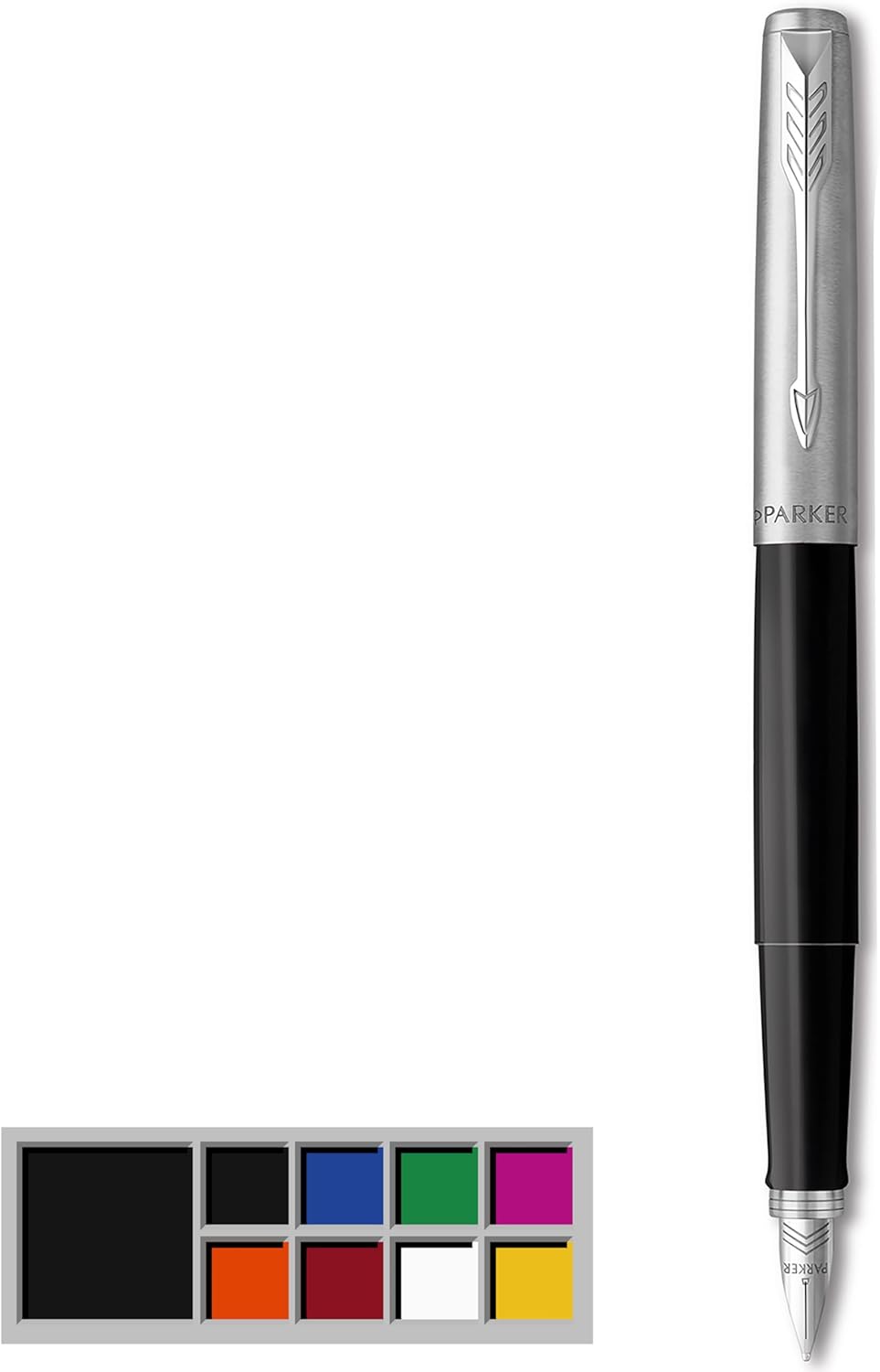 Parker Jotter Originals Fountain Pen | Classic Black Finish | Medium Nib | Blue & Black Ink