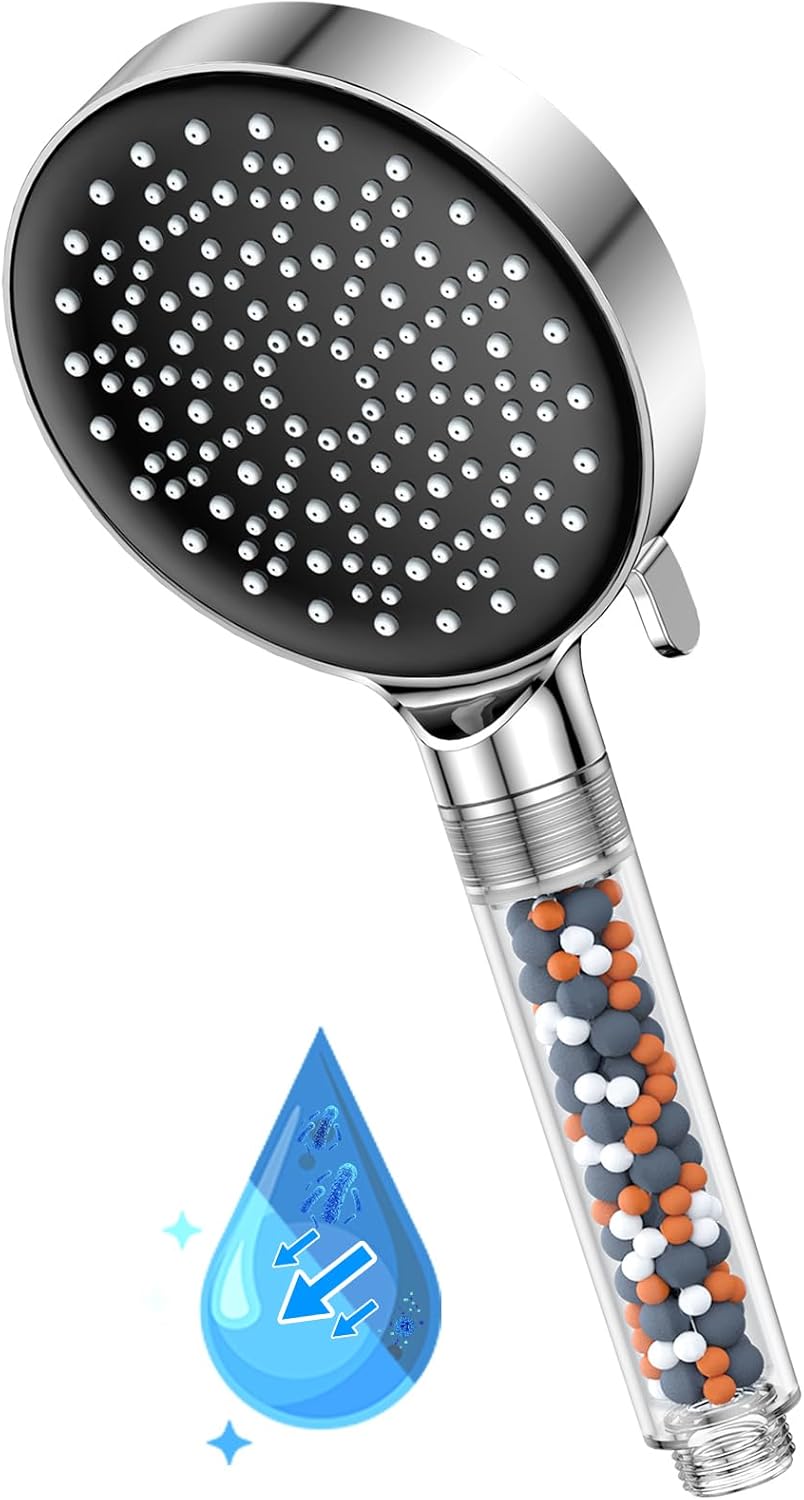 YEAUPE Filtered Shower Head with Handheld - 6 Modes,High Pressure,Remove Chlorine Reduces Dry Skin Improve Hair,Water Softener for Hard Water,Powerful Flow,Bathroom Showerheads for Low Water Pressure