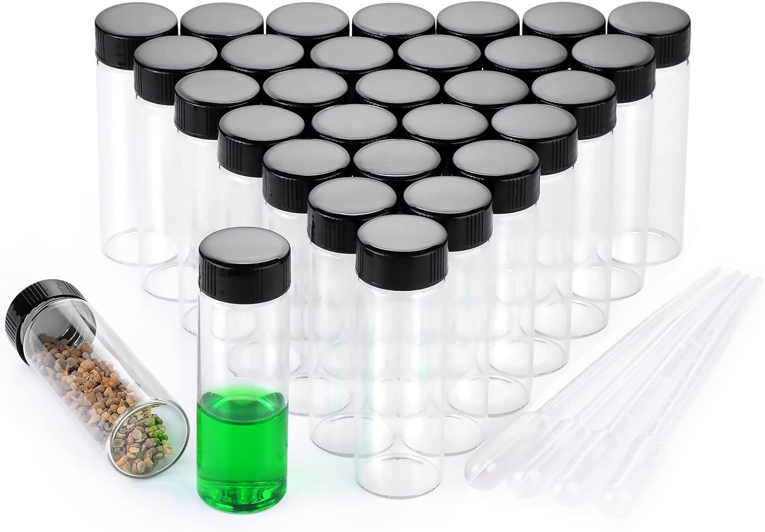 30ml Clear Small Glass Vials 30pcs with Screw Caps(30pcs)