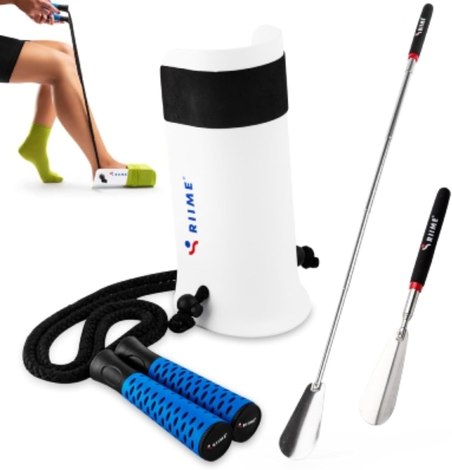 Sock Aids for Putting On Socks-Sock Aid-SOKELP-Ergonomic Handles-Sock Aid Device for Seniors-Elderly-Sock Helpers Assist with Shoe Horn Long Handle Included